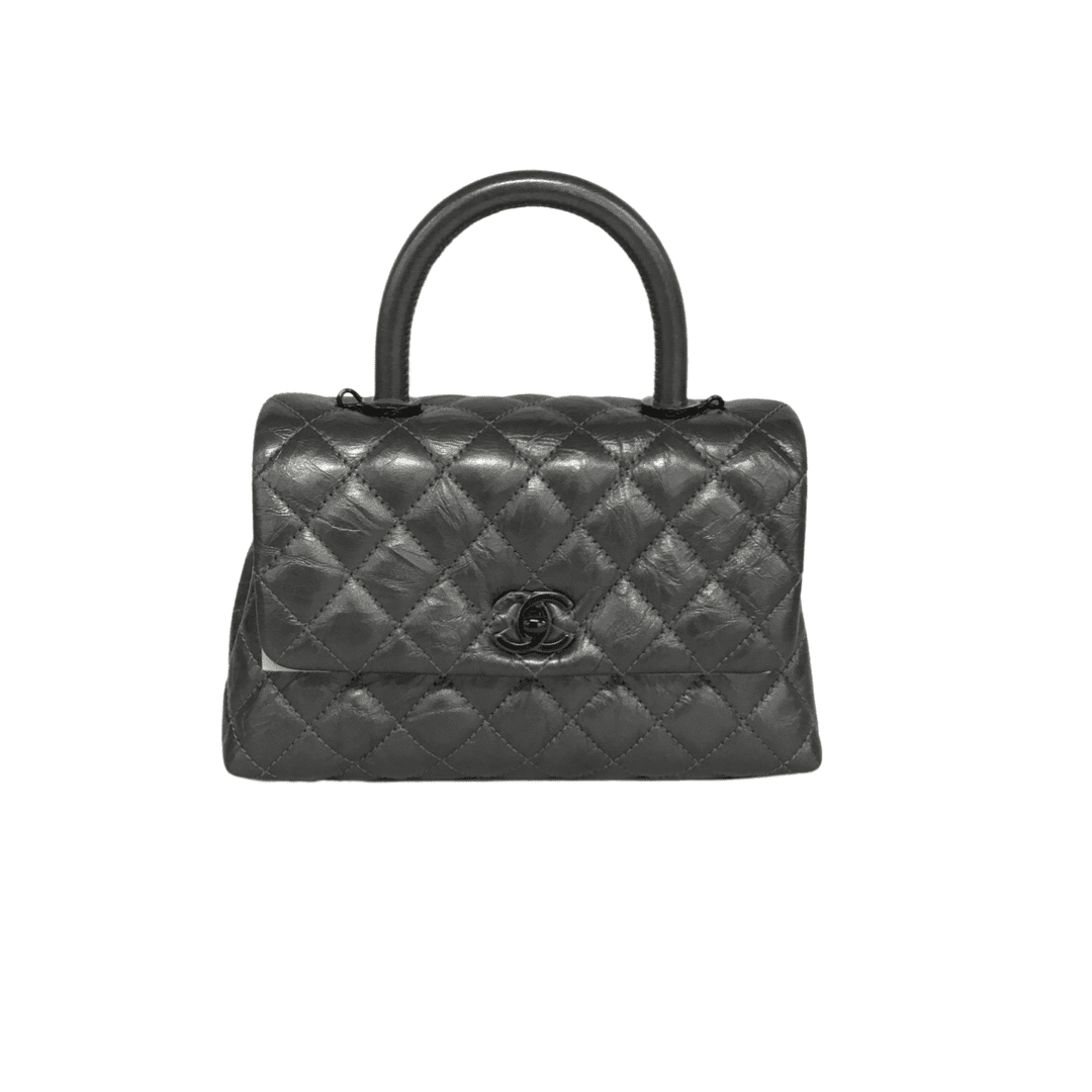 Chanel Coco Handle Shopping Tote Quilted Aged Calfskin Large