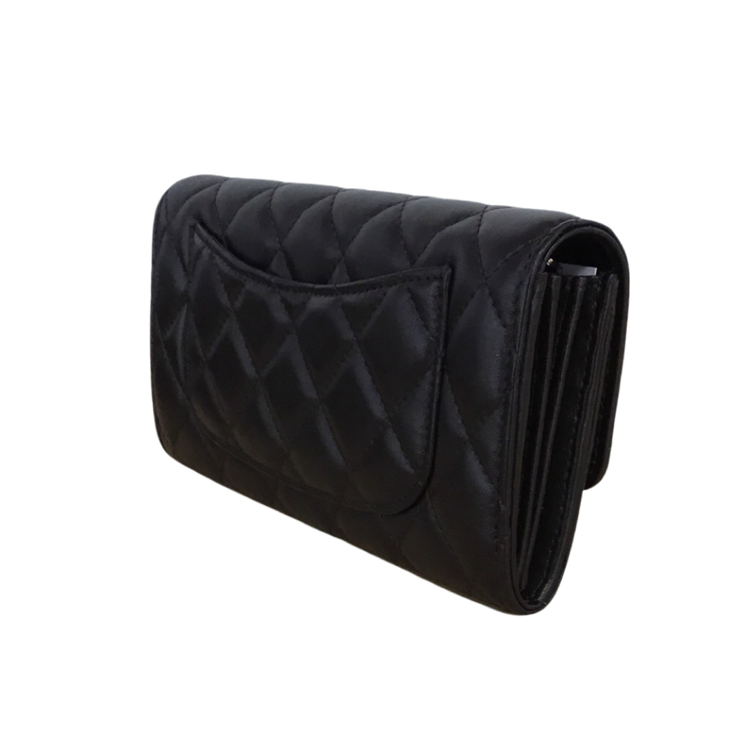 Chanel Black Quilted Lambskin Classic Long Flap Wallet
