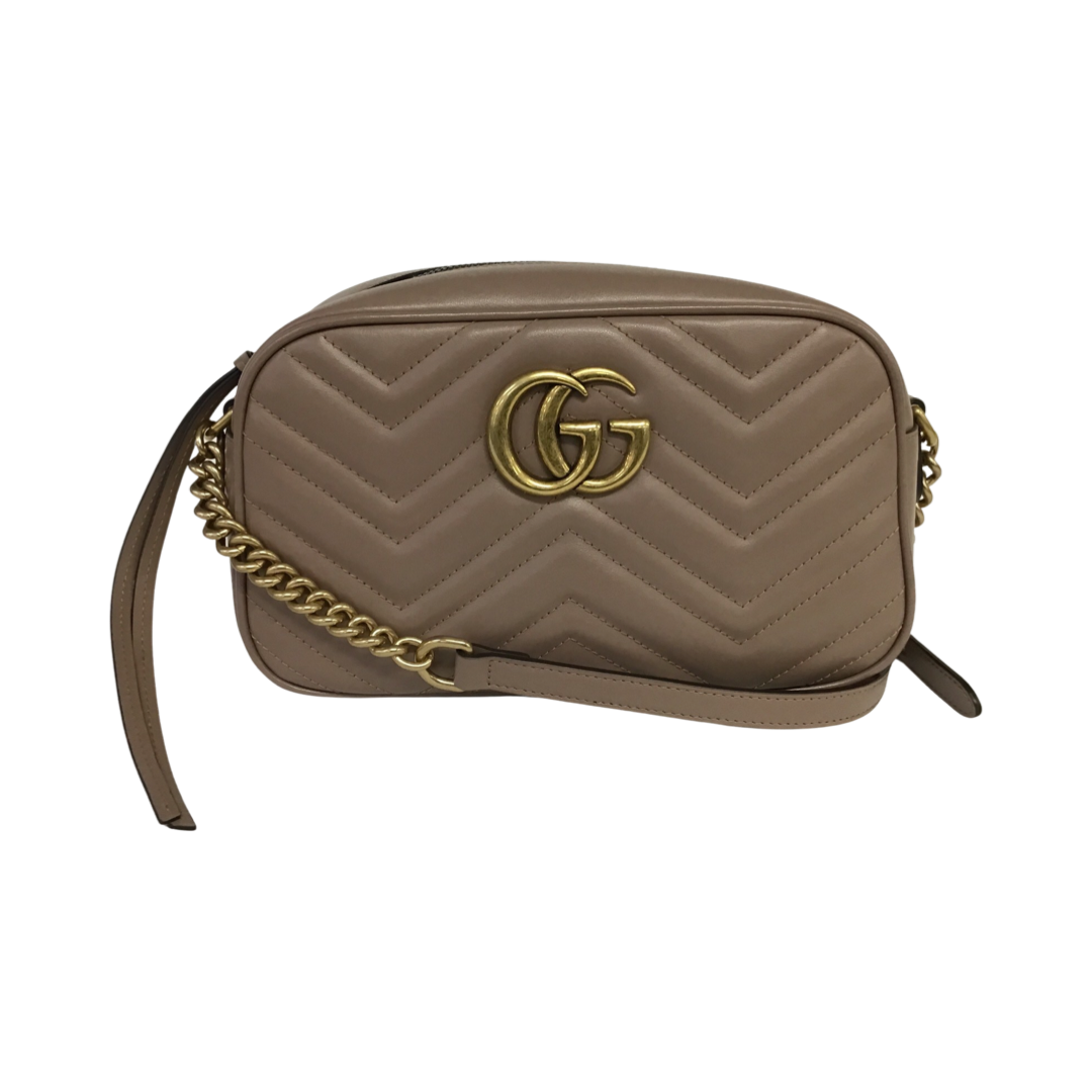 Gold Gucci GG Marmont Matelasse Crossbody Bag